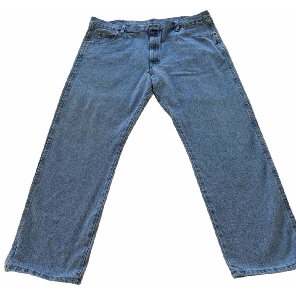 Vintage Wrangler Relaxed Fit Jeans 42x32 Light Wash Blue Denim 90s Western